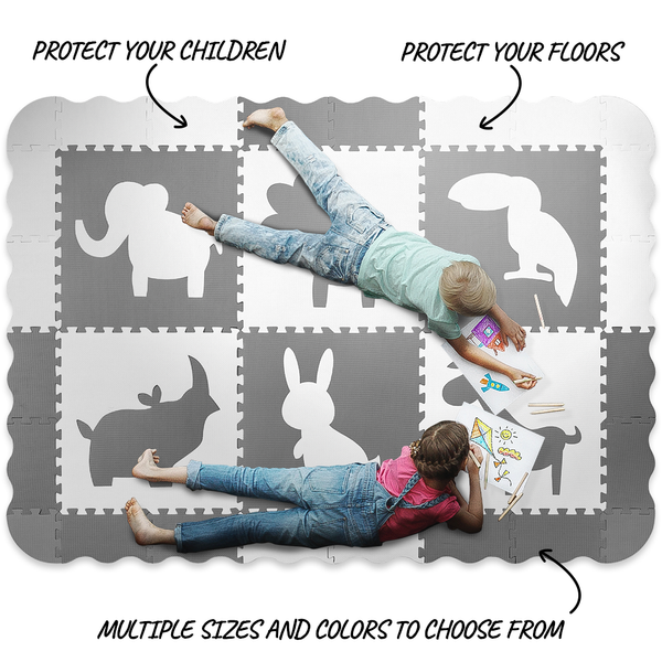 Extra Large 5×7 Non-Toxic Foam Play Mat - Grey/White – Wee Giggles